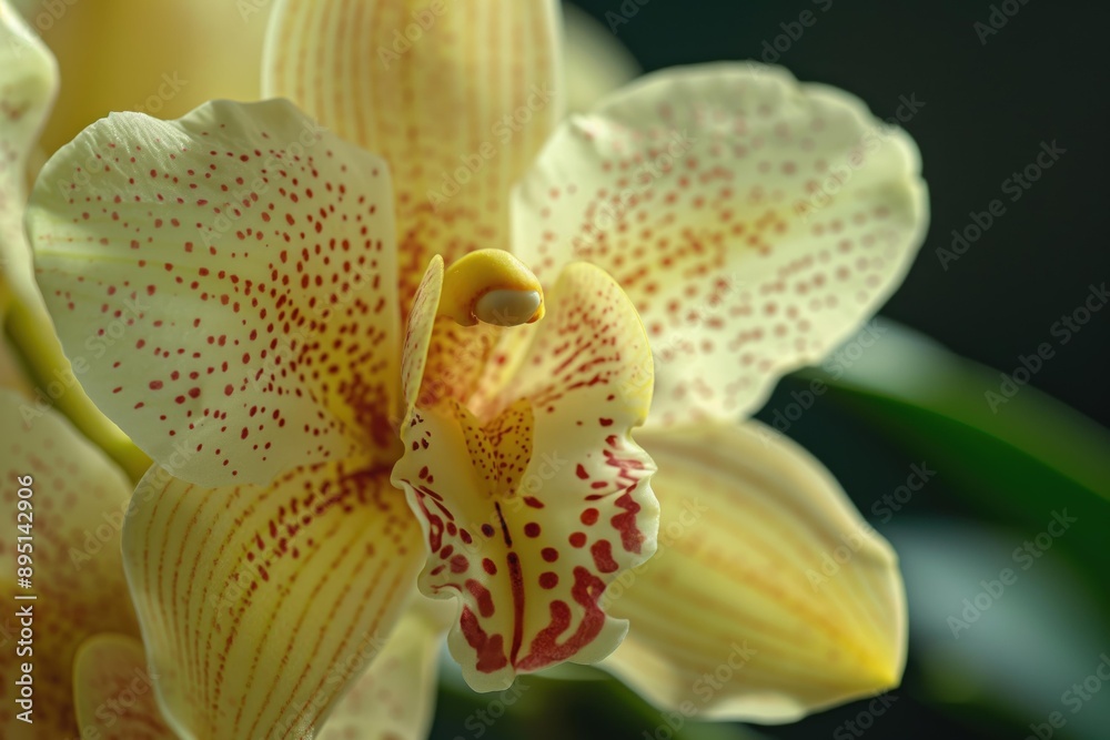 Fototapeta premium Yellow Orchid Flower Close-Up.