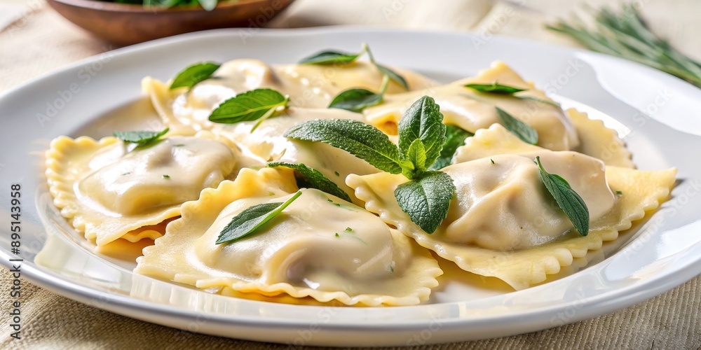 Ravioli with Sage and Cream Sauce, Italian, Pasta, Food, Dinner Ravioli with Sage and Cream Sauce, Italian, Pasta, Food, Dinner