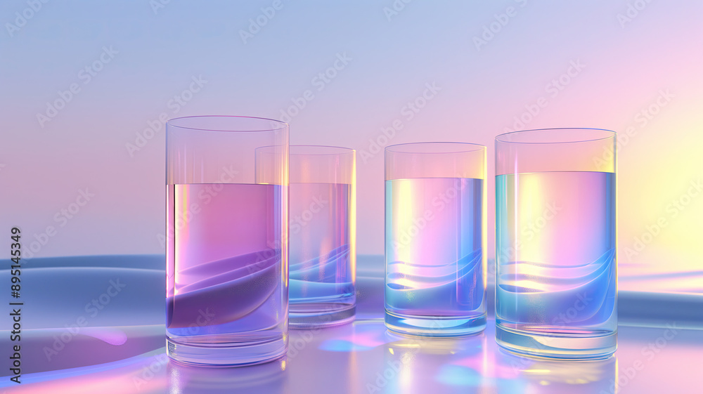 Transparent glass with gradient colors, 3d rendering Transparent glass with gradient colors, 3d rendering