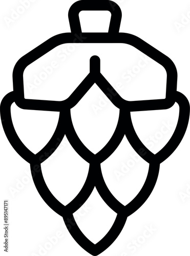 Simple black outline icon of a hop cone, a key ingredient in beer brewing, providing bitterness and aroma