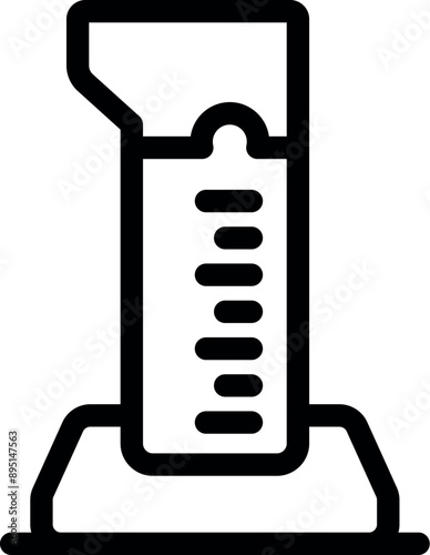 Simple line icon representing a graduated cylinder for chemistry experiments