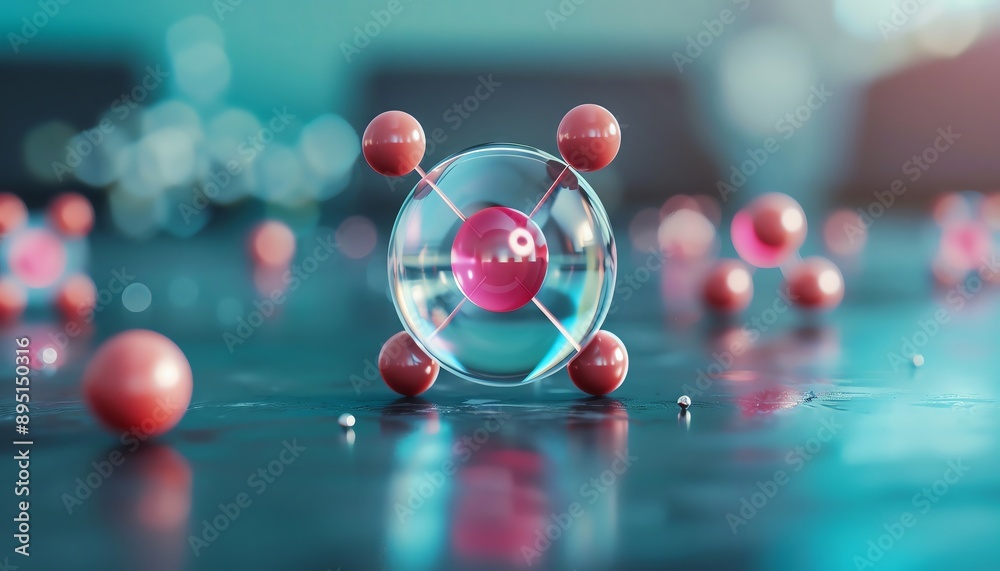 Abstract 3D rendering of an atom with a clear nucleus and orbiting electrons. Abstract 3D rendering of an atom with a clear nucleus and orbiting electrons.