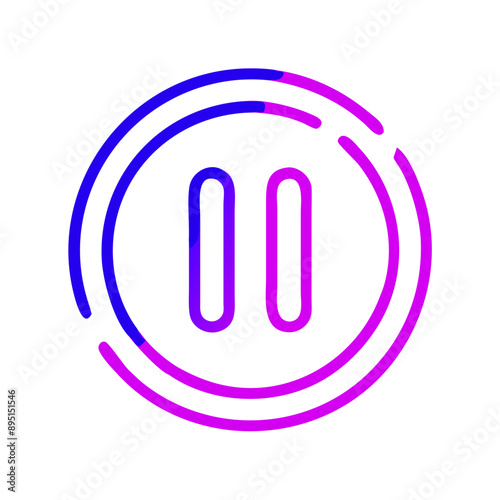 Gradient neon pause button, pink and purple, digital media control symbol