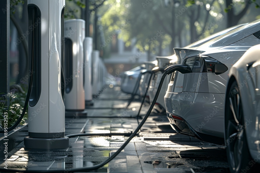 Foto de The Modern Electric Cars Charging in Urban Charging Station ...