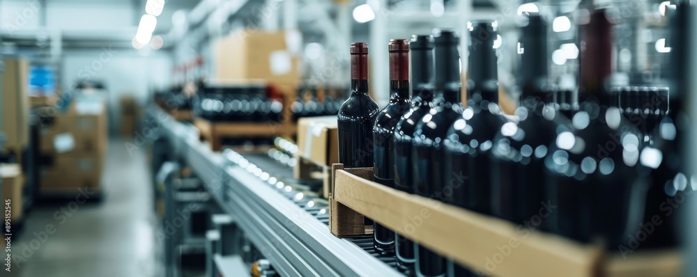 Modern packaging facility with advanced machinery for wine bottling