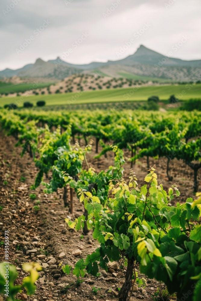 Mountainous landscape with green vines Mountainous landscape with green vines