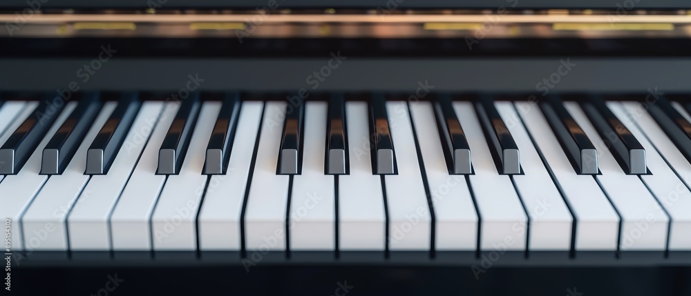 Close-up shot of piano keys, showcasing the black and white keys, ready for playing. Close-up shot of piano keys, showcasing the black and white keys, ready for playing.