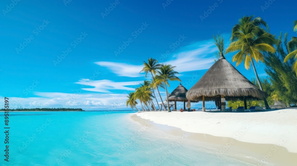 Tropical beach with few palm trees Tropical beach with few palm trees