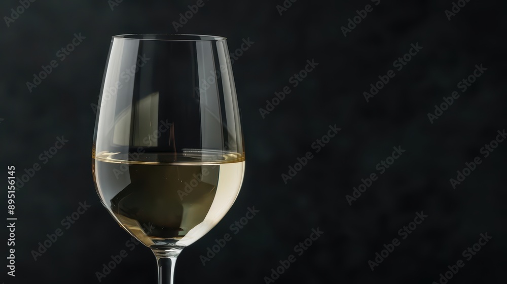A crisp and refreshing white wine in a chilled glass, banner, with copy space A crisp and refreshing white wine in a chilled glass, banner, with copy space