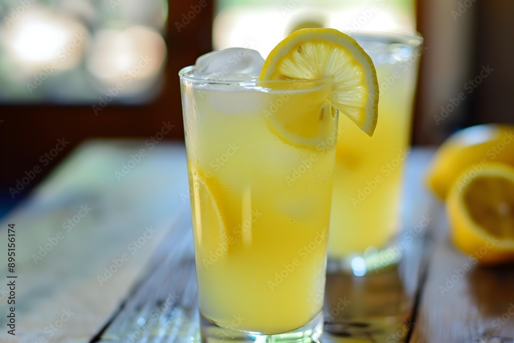 Refreshing Summer Lemonade With Lemon Slices And Ice Refreshing Summer Lemonade With Lemon Slices And Ice
