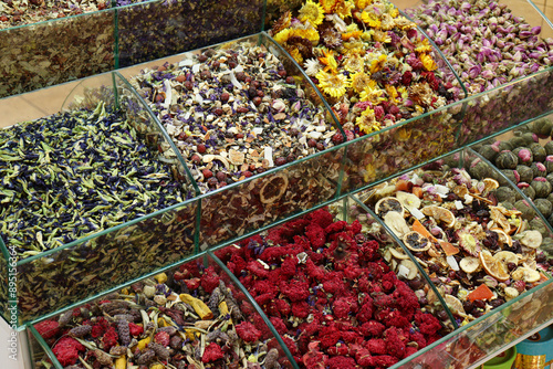 Photography Bazaar shop of exotic and colorful oriental condiments