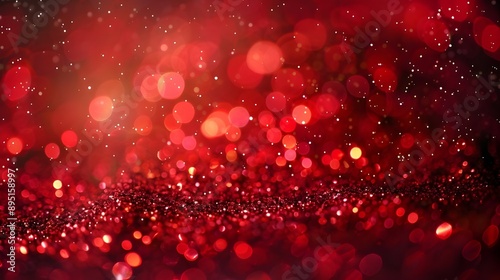 Christmas abstract red valentine background, Vintage lights with bokeh of red glitter, Defocused, happy holiday new year.