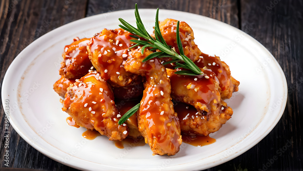 Homemade Easy Sticky Chicken Drumsticks on a Plate, low angle viewfried chicken wings with sauce, transparent Homemade Easy Sticky Chicken Drumsticks on a Plate, low angle viewfried chicken wings with sauce, transparent