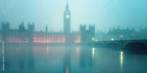 Foggy London landscape