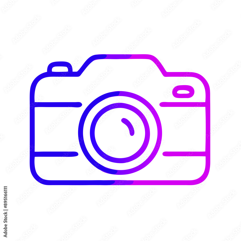 Gradient neon camera icon, pink and purple, digital photography symbol Gradient neon camera icon, pink and purple, digital photography symbol