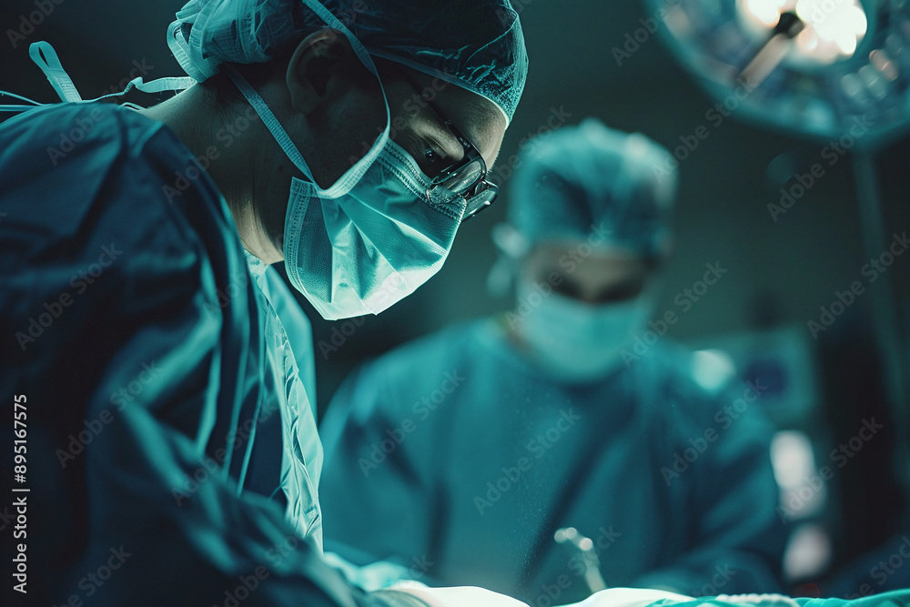Doctors in Surgery: Close up of surgeon performing an operation in a sterile operating room. Doctors in Surgery: Close up of surgeon performing an operation in a sterile operating room.