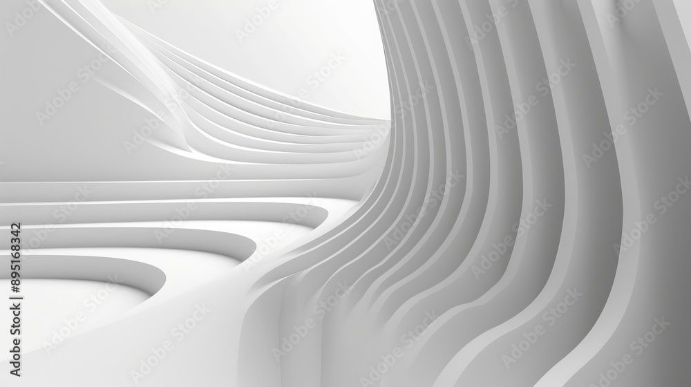 Fototapeta premium Abstract White Building Architecture Interior Swirling Patterns in a Modern Building