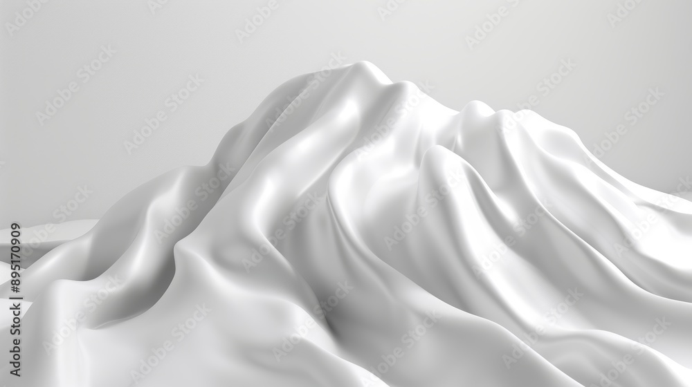 Obraz premium White Flowing Cloth Ripples, Waves and Folds - Abstract Background with Smooth and Elegant Design