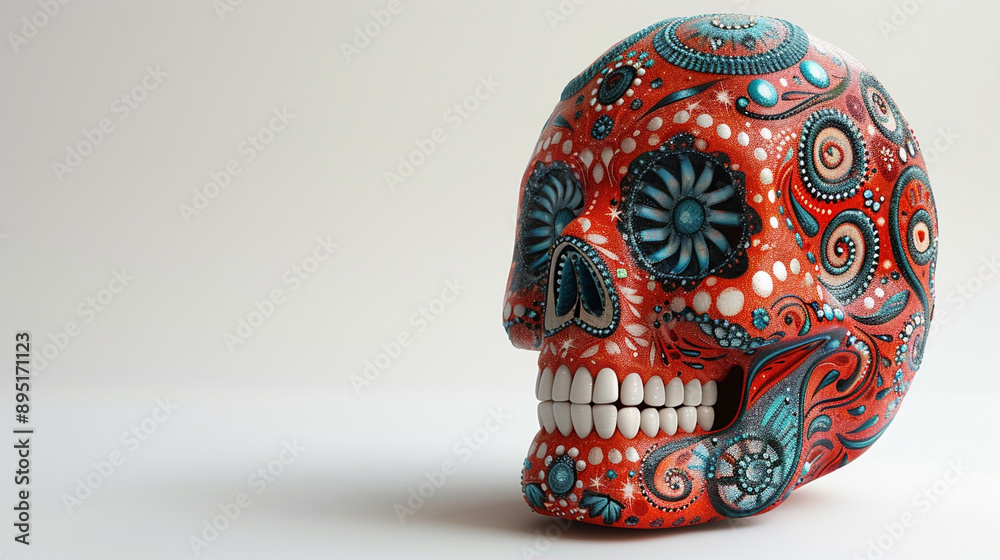 Festive Dia De Muertos Skull on empty background Festive Dia De Muertos Skull on empty background