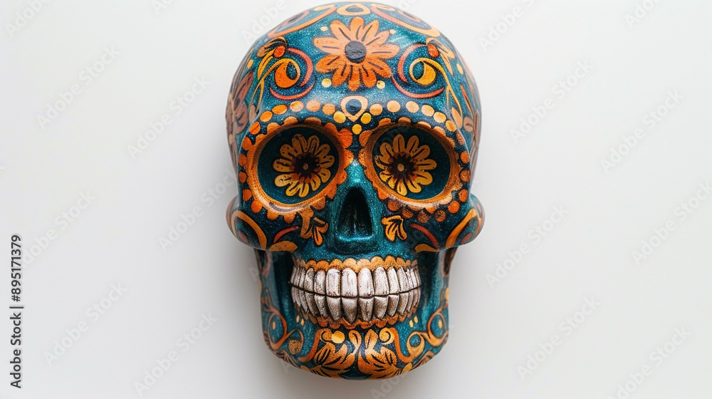 Festive Dia De Muertos Skull on empty background Festive Dia De Muertos Skull on empty background