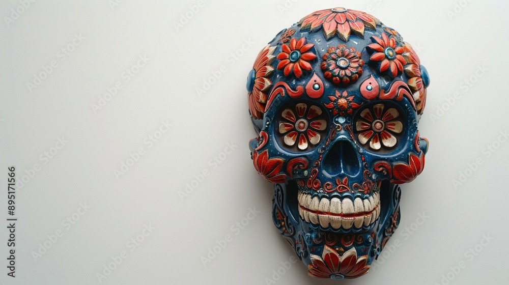 Festive Dia De Muertos Skull on empty background Festive Dia De Muertos Skull on empty background