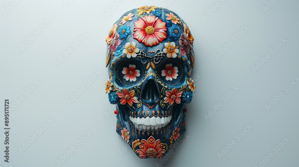 Festive Dia De Muertos Skull on empty background Festive Dia De Muertos Skull on empty background