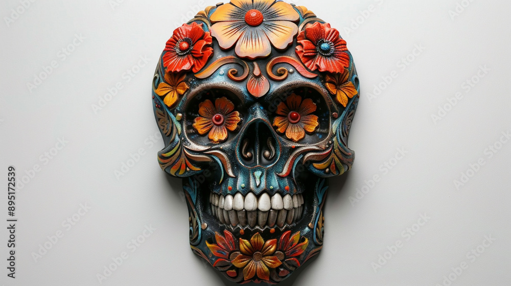 Festive Dia De Muertos Skull on empty background Festive Dia De Muertos Skull on empty background