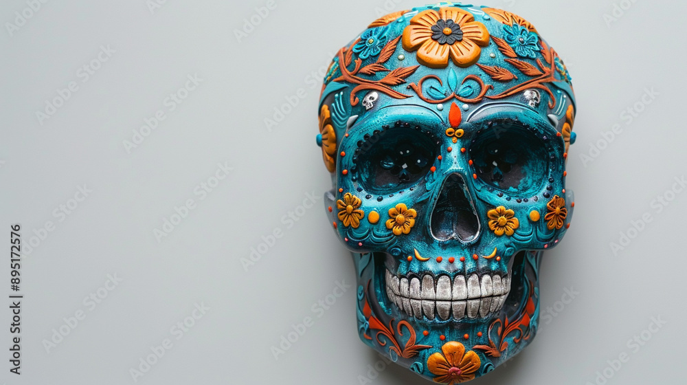 Festive Dia De Muertos Skull on empty background Festive Dia De Muertos Skull on empty background