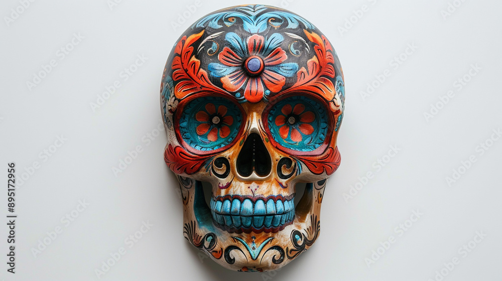 Festive Dia De Muertos Skull on empty background Festive Dia De Muertos Skull on empty background
