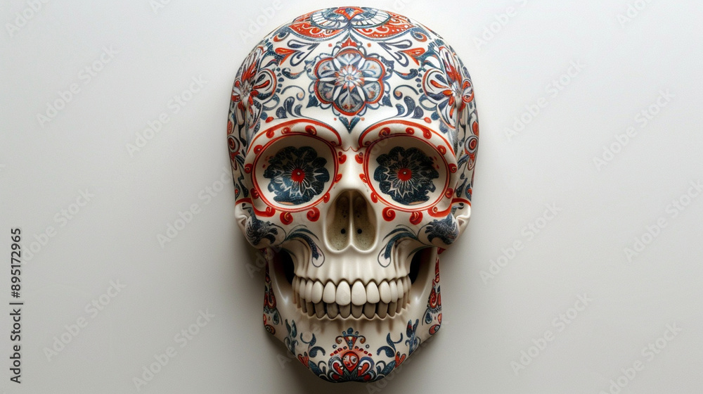 Festive Dia De Muertos Skull on empty background Festive Dia De Muertos Skull on empty background
