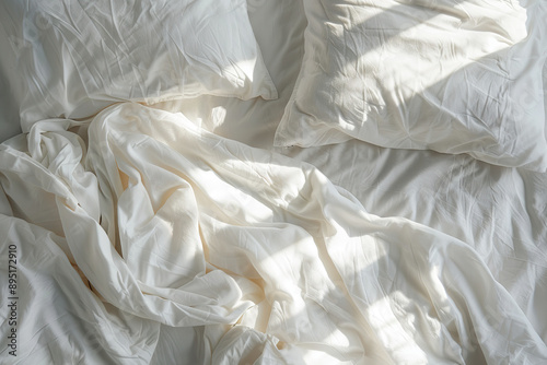 Wallpaper Mural A bed with two white pillows and a white sheet. Torontodigital.ca