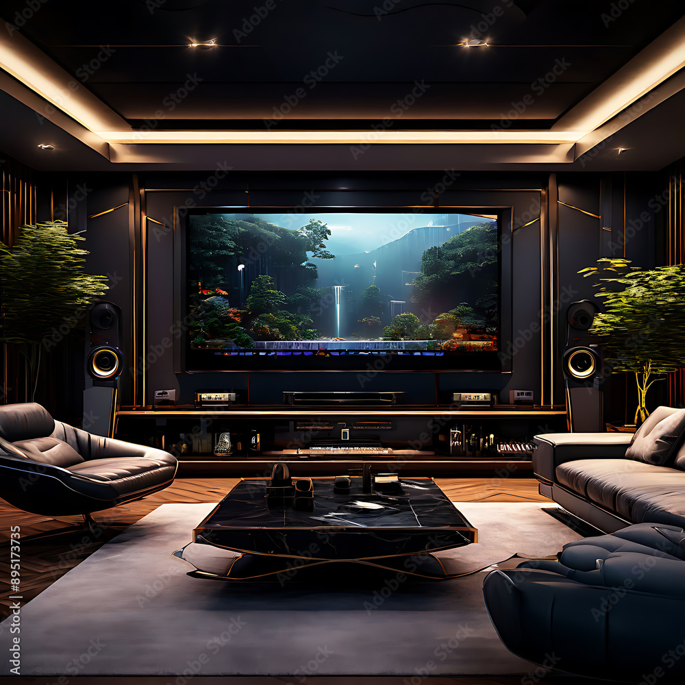 Fototapeta premium subwoofer home theatre system living room dark grey luxury theme