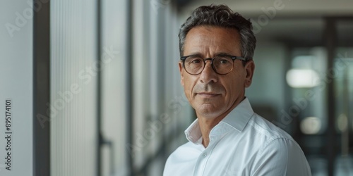 Man with glasses and white shirt