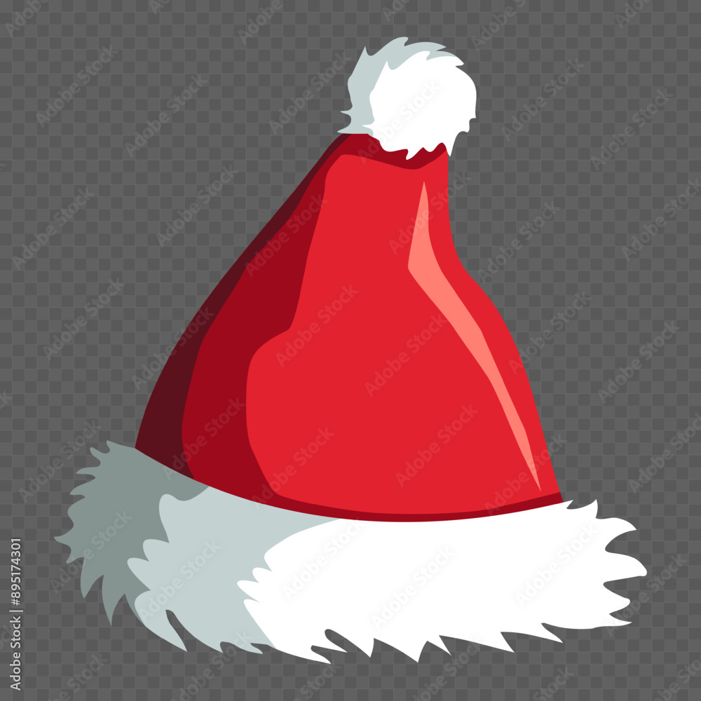 Realistic Santa Claus hat, holiday cap to xmas illustration. New Year red hat. Realistic Santa Claus hat, holiday cap to xmas illustration. New Year red hat.