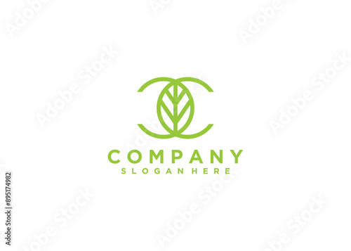 Initial Letter CC with leaf Logo designs