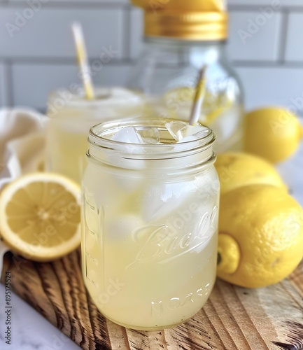 Refreshing Homemade Lemonade in Mason Jars