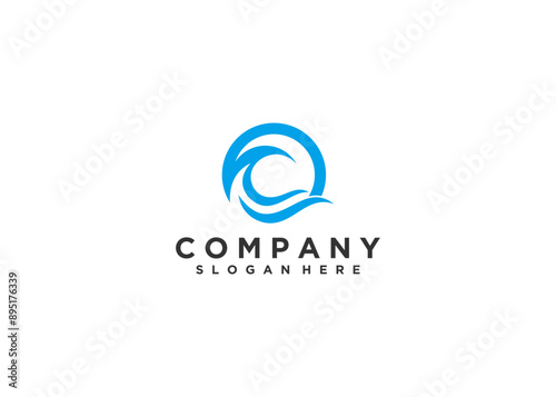 letter o with waves logo icon design vector