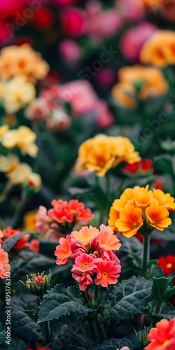 Closeup of Pink and Orange Flowers in a Garden