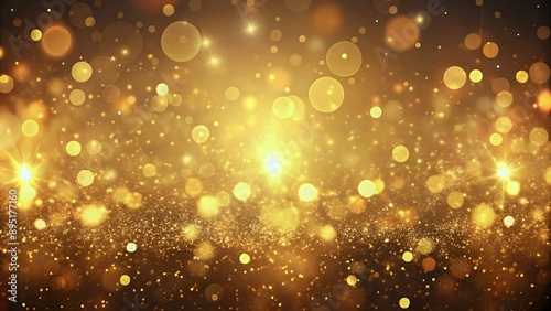 Golden Glowing Lights Bokeh Background Shimmering Sparkles Brightness © Rostislav Bouda