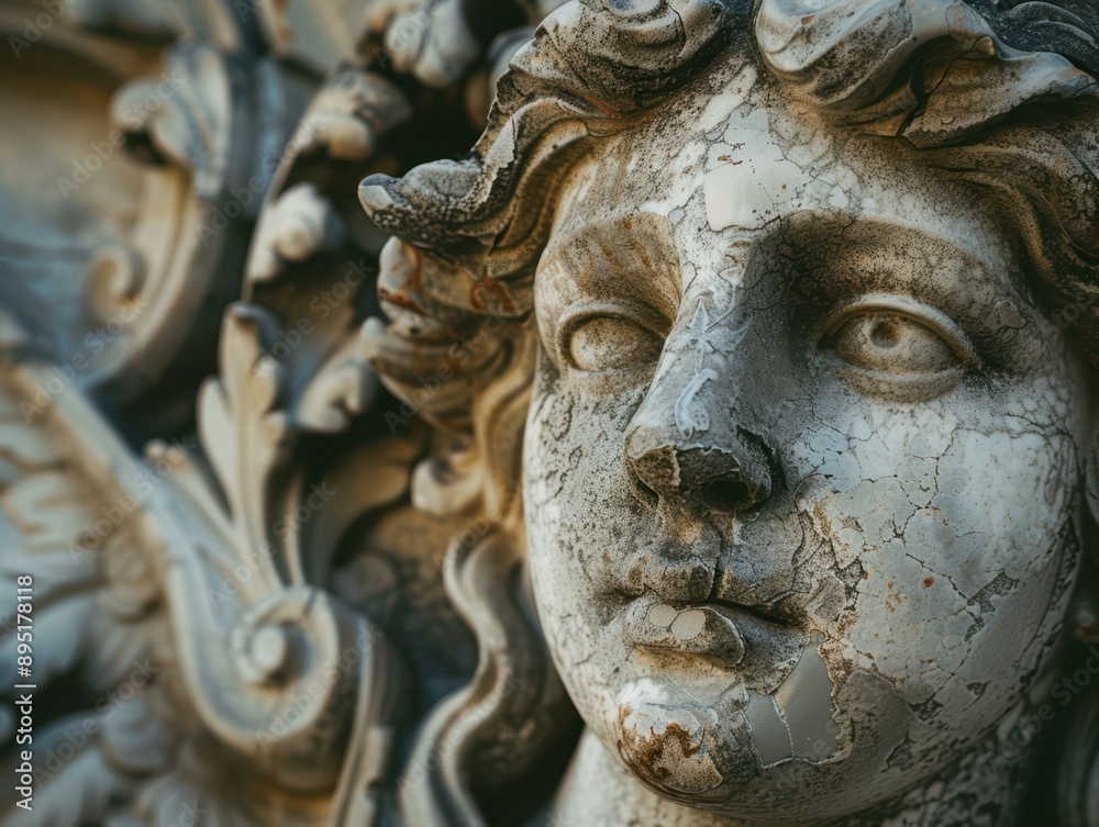 A dramatic close-up of a historic sculpture in a public park, highlighting the intricate details and weathered textures. A dramatic close-up of a historic sculpture in a public park, highlighting the intricate details and weathered textures.