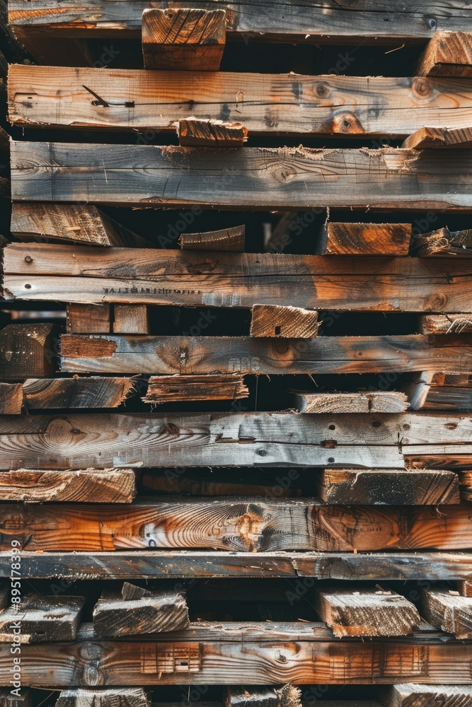 Piles of Wood Stacked Together Piles of Wood Stacked Together