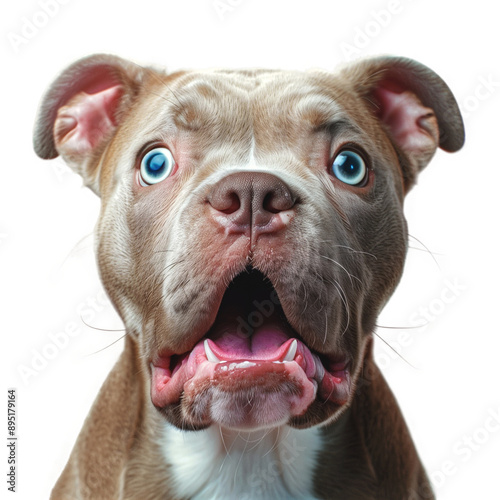 Portrait of happy bulldog, The dog looked shocked on transparent background