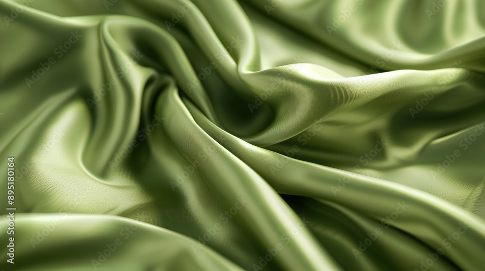 Rich, smooth texture of green silk fabric Rich, smooth texture of green silk fabric