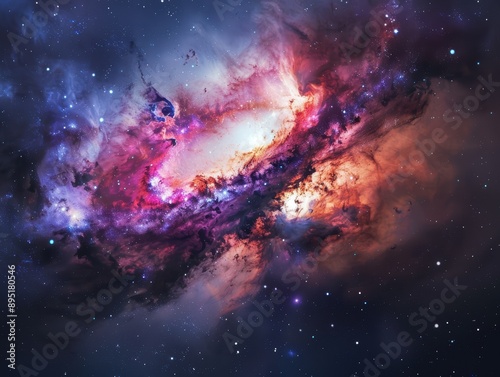 A stunning image of a distant galaxy captured by a telescope, showcasing vibrant colors and cosmic details. photo