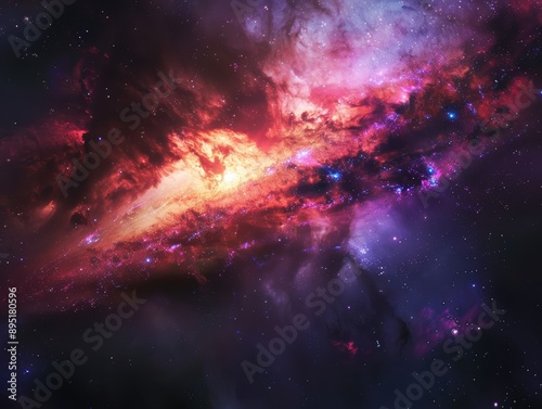 A stunning image of a distant galaxy captured by a telescope, showcasing vibrant colors and cosmic details. photo