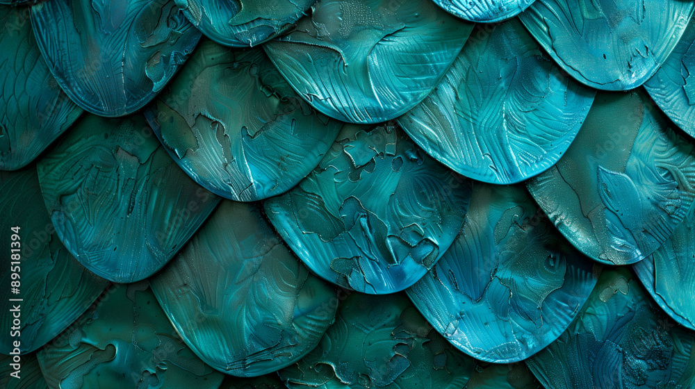 Teal fish scale texture background