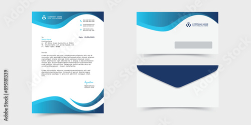 Modern ,Clean letterhead and envelope template design for business and corporate