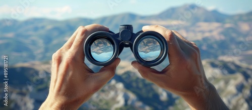 holding binoculars