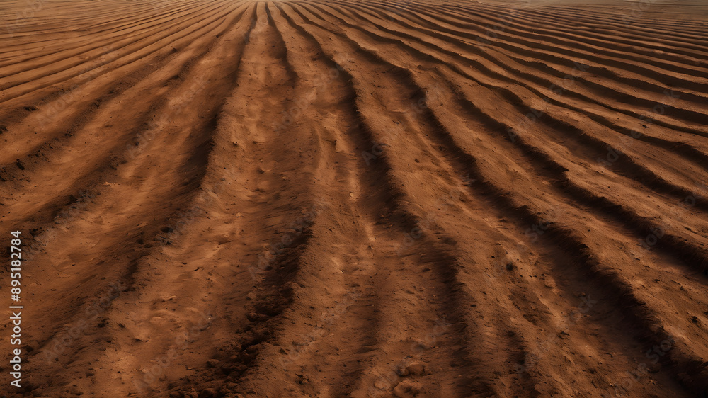 Naklejka premium Freshly tilled soil with visible texture. Generative AI