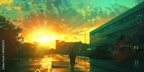 New Dawn: Sunrise over the Hospital, a Symbol of Hope and Renewal, Capturing the Promise of a New Day in Healthcare